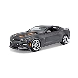 Maisto Chevrolet Camaro zum 50. Jubiläum, Modellauto mit Federung, Maßstab 1:18, Türen und Motorhaube beweglich, Fertigmodell, lenkbar, 24 cm, grau (531385)