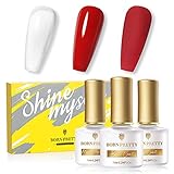BORN PRETTY Top Coat Gel UV Set, Shellac Base und Top Coat Set Matt TopCoat UV Unterlack Nagellack No Wipe Base und Super Top Coat Glanz und mattes Finish Für Heimwerker und Nagelstudio 7ml 3F