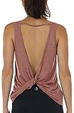 icyzone Damen Tank Tops Rückenfrei - Sport Oberteil Yoga T-Shirt Casual Bluse Vest Ärmellose (M, Dusty Pink)