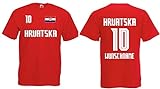 Hrvatska-Kroatien Herren T-Shirt mit Wunschname-Wunschnummer EM 2020 Trikot Look Rot XXL