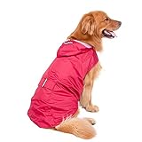 Wasserdichte Regenjacke für Hunde, Poncho-Jacke  Leicht, mit Kapuze und Reflektorstreifen. Regenfest, für große, mittelgroße und kleine T