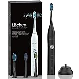 Lächen Elektrische Zahnbürste 3 Modi Elektrische Schallzahnbürste mit Reise-Etui 4 Aufsteckbürsten, 2 Minuten Timer,USB-Ladung für 60 Tage, IPX7 Wasserdicht Zahnbürste Schw