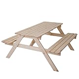 Mendler Biergarten-Garnitur Narvik, Picknick-Set, Holz Gastronomie-Qualität massiv 148x150