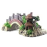 Aquarium Ornament Pflanzen mit Harz Bogenbrücke, magische Aquarium-Harz-Dekoration Bunte Brücke Pavillon Baum Rockery Artificial Brücke Modell für Aquarium Aquarium Sand Tischdek