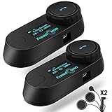 FreedConn Tcom-sc Motorrad Intercom, Bluetooth Helm Headset Gegensprechanlage Bluetooth 4,1 bis zu 3 Reiters, Kommunikationssystem für Motorräder, Wasserdicht, LCD-Bildschirm Freisprecheinrichtung
