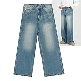 Männer Jeans Breite Bein Denim Cargo Pant Lose Gerade Baggy Männer Jean Streetwear Skateboard Hose Hüfte Hop Neutral Hosen,Blau,M