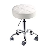 Leader Accessories Drehhocker höhenverstellbar Rollhocker Funktionaler Arbeitshocker Studiohocker im modernen Design Weiß(Sitz Φ35cm)