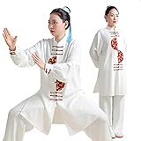HENGX Tai Chi Kleidung Damen - Kampfsport Bekleidung aus Baumwolle Im Chinesischen Stil Tai Chi Übungskleidung für Männer Lose Frühling Sommer Übergröße,D-M