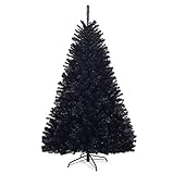 COSTWAY 180cm/225cm Künstlicher Weihnachtsbaum schwarz, Tannenbaum mit Metallständer, Christbaum PVC Spitzen, Kunstbaum Weihnachten Klappsystem ideal für Zuhause, Büro, Geschäfte und Hotels (180cm)