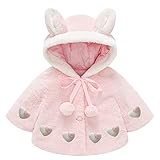 Karikatur Kaninchenohr Plüschjacke Baby Kleinkind Mädchen Faux Pelz Umhang Mantel Weihnachtsbaum Drucken Winterjacke Weihnachten Kinderjacken Warm Fleece Neugeborenes Dicke Winterjacke Christmas Cap