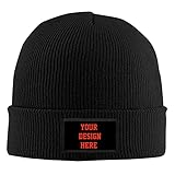 Benutzerdefinierte Beanie-Mütze, personalisierte Strick-Kappe, fügen Sie Ihr eigenes Design/Name/Logo/Bild Totenkopf-Mütze für Männer Frauen Winter Herbst, Schwarz , O