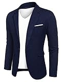 JINIDU Herren Casual Sport Mäntel One Button Smart Slim Fit Anzug Blazer Jacke, Marineblau,