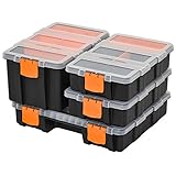 DURHAND 4PCS Werkzeugaufbewahrung Box Multifunktionales Werkzeugbox Sortierkasten Kleinteilemagazin Teile Kunststoff Orange+Schwarz 28,7 x 22,5 x 5,5