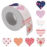 HeyBest Valentinstag Herzaufkleber,500Pcs/Rolle Herzrollenaufkleber zum Valentinstag Dekorative Aufkleber für Geschenkboxen Karten Briefe Postk