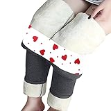 Thermo Leggings Damen Warme Jogginghose High Waist Hose Super Dicke Gefüttert Sportleggins Einfarbig Strumpfhosen Thermoleggins Stretch Bequem Yogahosen Süßes Muster Laufhosen für F