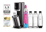 SodaStream Wassersprudler DUO mit CO2-Zylinder, 2x 1L Glasflasche und 2x 1L spülmaschinenfeste Kunststoff-Flasche, Höhe: 44cm, Farbe: T