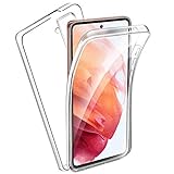 AROYI Hülle Kompatibel mit Samsung Galaxy S21 5G/4G Hülle 360 Grad Handyhülle, Silikon Crystal Full Schutz Cover 2in1 Separat Hart PC Zurück mit Weich TPU Vorderseite Vorne und H