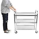 3 Tier Edelstahl Küchenwagen, Hotel Restaurant Wagen, Servierwagen, Getränkewagen, 100 kg pro Schicht, 85 x 45 x 90