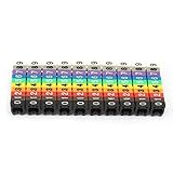Kabelmarker-Clips Digitaler Kabelmarkierer 0–9, Zahlencodierte Kunststoff-Kabel-Etikettenröhre mit buntem Clip zum Anklipsen von Kabeln (100 Stück KCM-4 mm, 4 Quadrate)