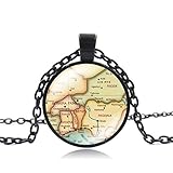 YOUHU Halsketten Für Frauen,Vintage Weltkarte Afrika Anhänger Karte Umriss Land Grenze Schwarze Kette Kunst Glaskuppel Cabochon Eleganter Schmuck Weihnachten Unisex Geschenk