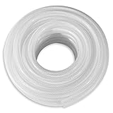 DAVCO 0,6 cm ID × 1,2 cm OD – 7,6 m strapazierfähiger, geflochtener, transparenter Kunststoff-Vinylschlauch, flexibler Hochdruckverstärkter PVC-Vinyl-Schlauch, ungiftig, B