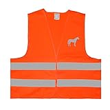Reflex Signalweste - Pferd Reiter - Warnweste mit reflektierendem Aufdruck - Einheitsgröße bis XXL, Orang