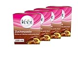 Veet Sugaring Zuckerpaste mit Arganöl zur Haarentfernung für spürbar glatte Haut für bis zu 4 Wochen, 4 x 250