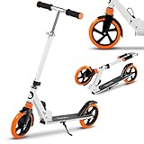 LIONELO Luca Roller Kinder Roller Erwachsene Tretroller bis 100kg Räder 200mm ShockResist Stoßdämpfer einstellbare Lenkradhöhe Bremse zusammenklappb