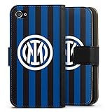 DeinDesign Klapphülle kompatibel mit Apple iPhone 4s Handyhülle aus Kunst Leder schwarz Flip Case Inter Mailand Logo Offizielles Lizenzproduk