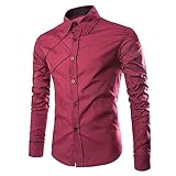 ZYYM Herbst Langarm-Shirt für Herren lässiges Business-Hemden Herren Langarm Businesshemd Einfarbig Knopf Hemd Revers T-Shirt Cardigan Tops Oberteile Hochzeit Arbeit Business Casual Lang