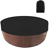 WEUNMPDF Runde Whirlpool-Abdeckung, wasserdicht, wetterbeständig, Spa-Whirlpool-Schutzabdeckung mit Gummizug für Outdoor-Badewanne, Whirlpool-Abdeckung, schwarz, 190 x 90