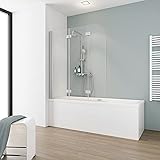 Schulte Duschabtrennung, faltbar für Badewanne, einfacher Aufbau, 125 x 140 cm, 5 mm Sicherheitsglas Klar hell, chromoptik, Scharnier Eckig D3354 41 50 2 22