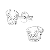 Laimons Mädchen Kids Kinder-Ohrstecker Ohrringe Kinderschmuck Hund Dogge matt glanz Mops 7mm Sterling Silber 925