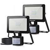 MEIKEE 15W LED Strahler mit Bewegungsmelder 1200LM Superhell Außenstrahler LED Scheinwerfer 6500K Kaltweiß LED Fluter IP66 Wasserdichter für Garten Garage Sportplatz Hotel 2Stk