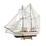 ZLBYB Segelboot Modell Dekoration - Holz Segelboot Home Decor Set, Strand nautische Design, Marineblau und weiß mit Rettungsring