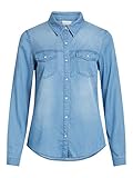 Vila Damen Vibista Denim Shirt/Su-noos Hemd, Medium Blue Denim 2, L EU