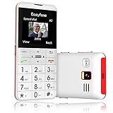 Easyfone Prime-A7 GSM Seniorenhandy ohne Vertrag, 2,0 Zoll HD-IPS-Display Großtasten Mobiltelefon und Notruf-Knopf mit GPS, Hörgeräte kompatibel, Taschenlampe und Ladestation (Schwarz) (Weiß)