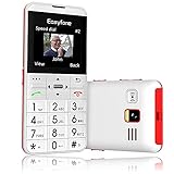 Easyfone Prime-A7 GSM Seniorenhandy ohne Vertrag, 2,0 Zoll HD-IPS-Display Großtasten Mobiltelefon und Notruf-Knopf mit GPS, Hörgeräte kompatibel, Taschenlampe und Ladestation (Schwarz) (Weiß)