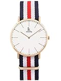 Alienwork Armbanduhr Herren Damen Rose-Gold NATO-Armband blau U