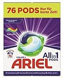 Ariel Waschmittel All-in-1 PODS Color 76 PODS – 76 Waschladungen, Ausgezeichnete Fleckentfernung selbst in kaltem Wasser, frischer D