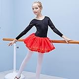 Ballett-Trikot Für Mädchen Kleinkind Mädchen Full Rocked Trotard Tüll Balletttanz Tutu Kleid,Schwarz,110