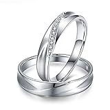 ANAZOZ 18K Weißgold Paar Ring 750, Eheringe Weißgold Klassischer Bandring Paarpreis Hochzeitsring Verlobungsring Eheringe Moissanitring Größe Damen 56 (17.8)&Herren 57 (18.1) Echtschmuck