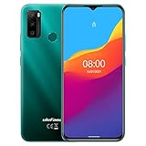 Android 11 Smartphone ohne Vertrag, Ulefone Note 10 Handy, Dual-SIM+Dedizierte SD, 5500mAh-Akku (OTG-Rückladung), 32GB-ROM, 6,52’’ Wassertropfen-Bildschirm, Fingerabdruck + Gesichtserkennung Grü