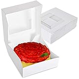 Stock Your Home 20,3 x 20,3 cm weiße Tortenbox mit Fenster – 25 Stück – weiße Bäckereibox mit automatischem Pop-up-Design und Fenster zum Präsentieren von Gebäck, Kuchen, Kuchen, Kek