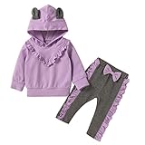 Kinderkleidung Herbst und Winter Neue Produkte Streifen Stitching Brief Drucken Pullover Anzug, violett, 70