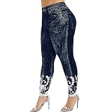 HFStorry Übergröße Yogahosen für Frauen Bedruckte Yoga Fitness Leggings Laufen Gym Stretch Sporthosen Blumendruck Yoga Fitness Jeans Leggings Mid-Waist Bodycon H