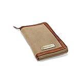 DRAKENSBERG Travel Wallet - Reise-Geldbörse und Reisepass-Etui, Organizer für Dokumente, handgemacht im Vintage-Retro-Design, Canvas und Leder, Khaki-Beige, braun, DR00161