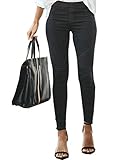 Onsoyours Hosen Damen Elegant Hohe Taille Stretch Leggings Slim Bleistifthose Freizeit Hose Skinny Pants Einfarbig Bequeme Elastischer Taille Hosen (L, Schwarz)