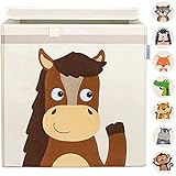 GLÜCKSWOLKE Kinder Aufbewahrungsbox - 15 Motive I Spielzeugkiste mit Deckel für Kinderzimmer I Spielzeug-Box (33x33x33) Kiste zur Aufbewahrung im Kallax Regal I Bauernhof-T