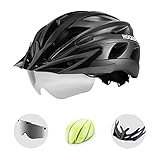 ROCKBROS Fahrradhelm Helmet Radhelm Integriert mit Abnehmbarer Magnet Brille mit Helmüberzug Kopfumfang von 57-62CM für MTB Rennrad Ebik